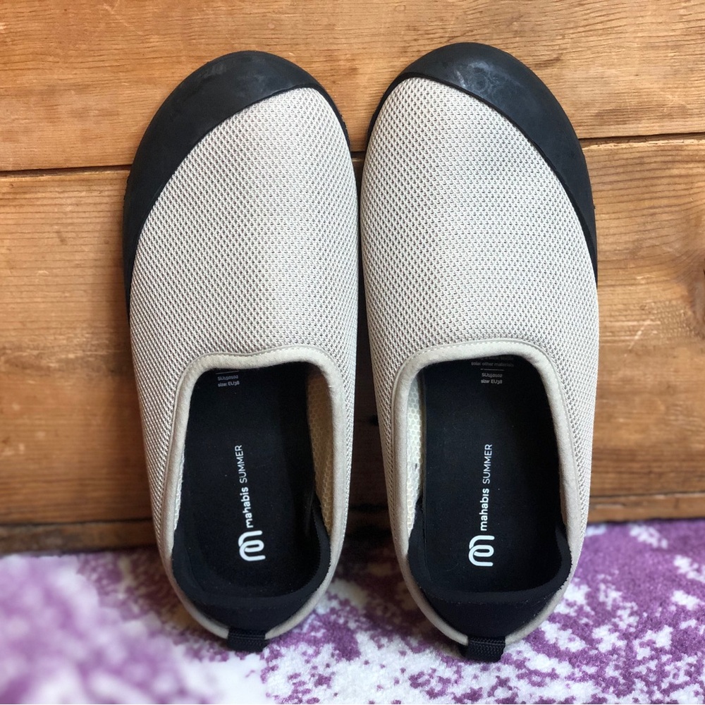 Mahabis summer slippers - EU 38 - khaki mesh summer slip on shoe/slipper